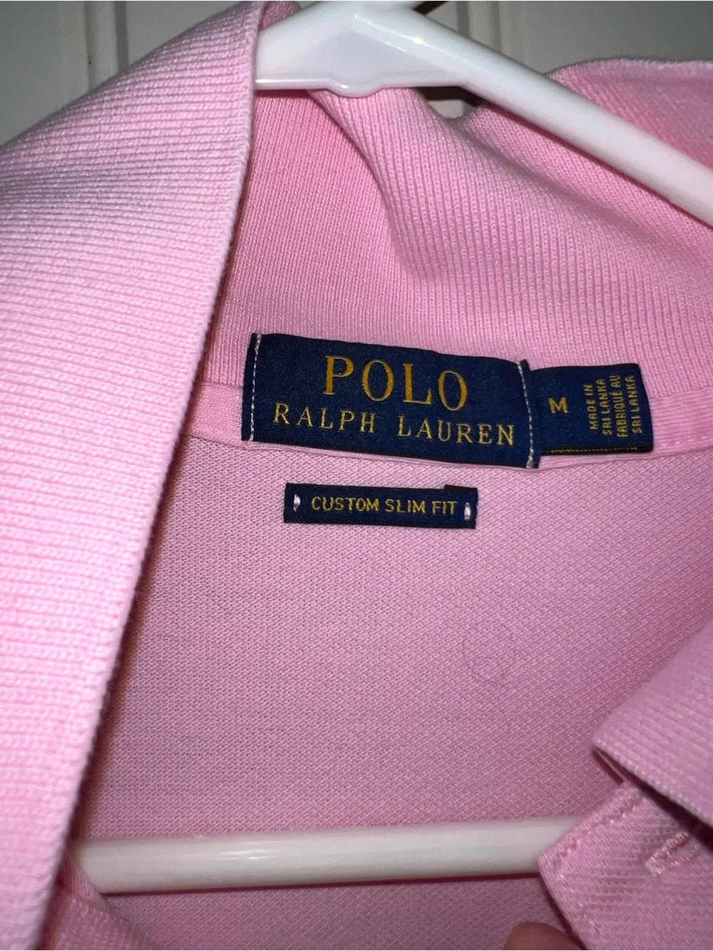 Polo Ralph Lauren Light Pink Polo with Blue Pony Embroidery, Custom Slim Fit, M
